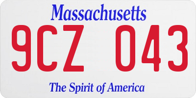 MA license plate 9CZ043