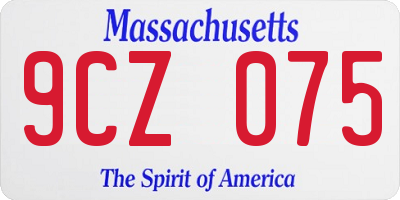MA license plate 9CZ075