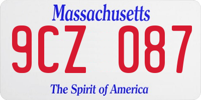 MA license plate 9CZ087