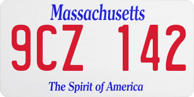 MA license plate 9CZ142