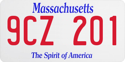 MA license plate 9CZ201