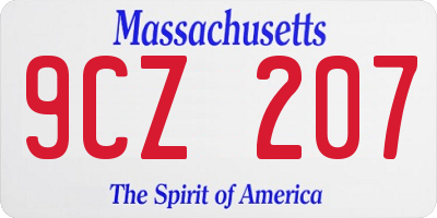 MA license plate 9CZ207