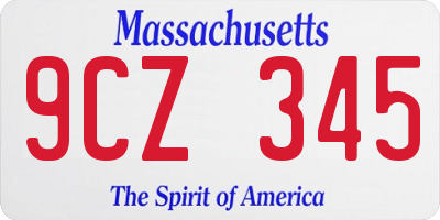 MA license plate 9CZ345