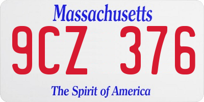 MA license plate 9CZ376