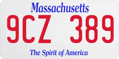 MA license plate 9CZ389