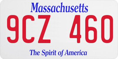 MA license plate 9CZ460