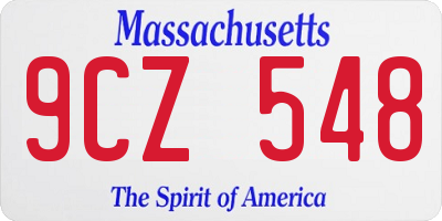 MA license plate 9CZ548