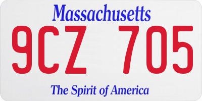 MA license plate 9CZ705