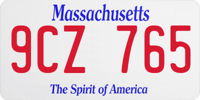 MA license plate 9CZ765