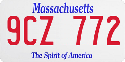 MA license plate 9CZ772