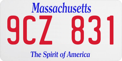 MA license plate 9CZ831