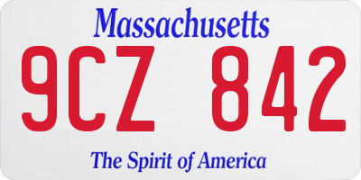 MA license plate 9CZ842