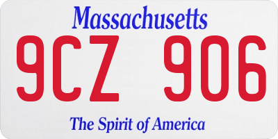 MA license plate 9CZ906