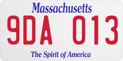 MA license plate 9DA013