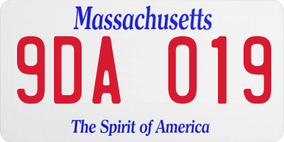 MA license plate 9DA019