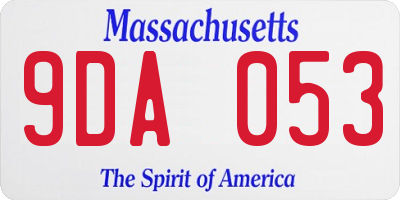MA license plate 9DA053