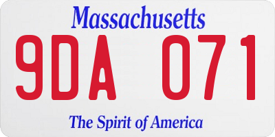 MA license plate 9DA071