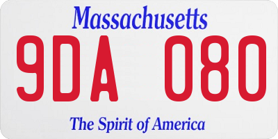 MA license plate 9DA080