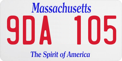 MA license plate 9DA105