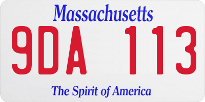 MA license plate 9DA113