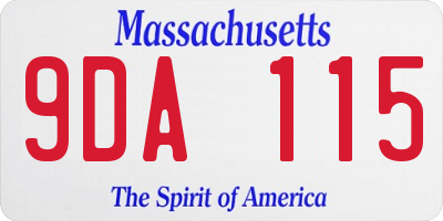 MA license plate 9DA115