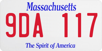 MA license plate 9DA117