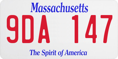 MA license plate 9DA147