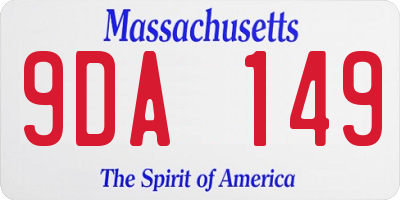 MA license plate 9DA149