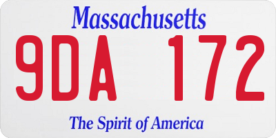 MA license plate 9DA172