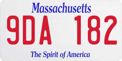 MA license plate 9DA182