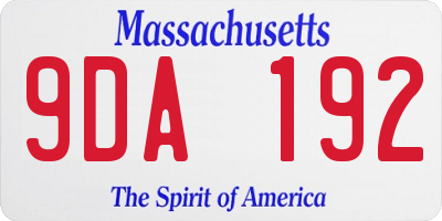 MA license plate 9DA192