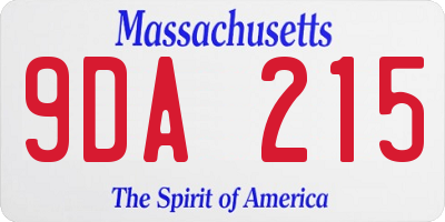 MA license plate 9DA215