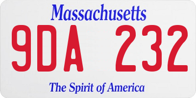 MA license plate 9DA232