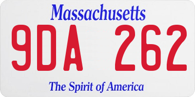MA license plate 9DA262