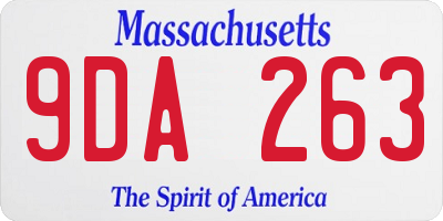 MA license plate 9DA263