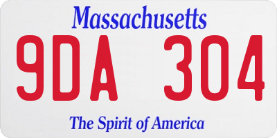 MA license plate 9DA304