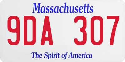 MA license plate 9DA307