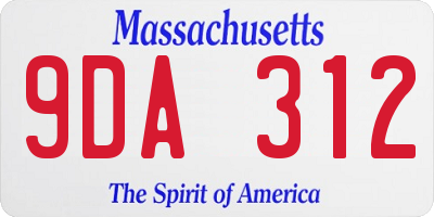 MA license plate 9DA312