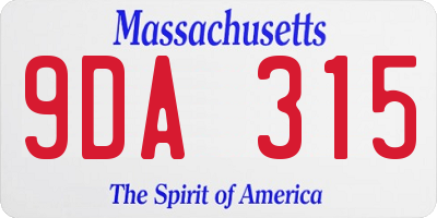 MA license plate 9DA315