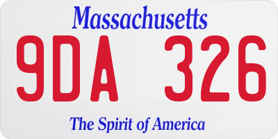 MA license plate 9DA326