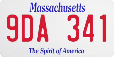 MA license plate 9DA341
