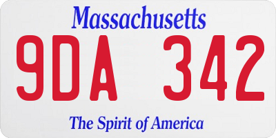 MA license plate 9DA342