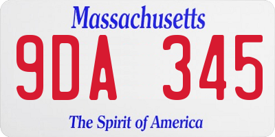 MA license plate 9DA345