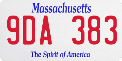 MA license plate 9DA383