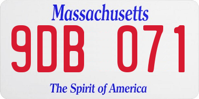 MA license plate 9DB071