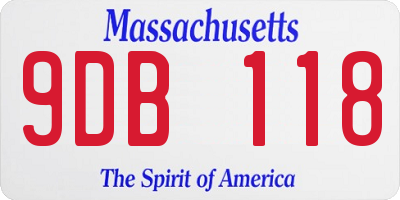 MA license plate 9DB118