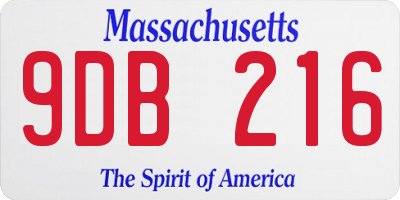 MA license plate 9DB216