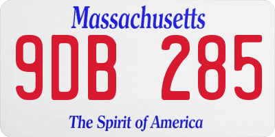MA license plate 9DB285