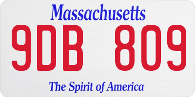 MA license plate 9DB809