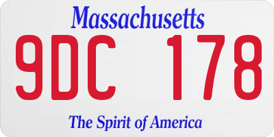 MA license plate 9DC178